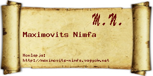 Maximovits Nimfa névjegykártya